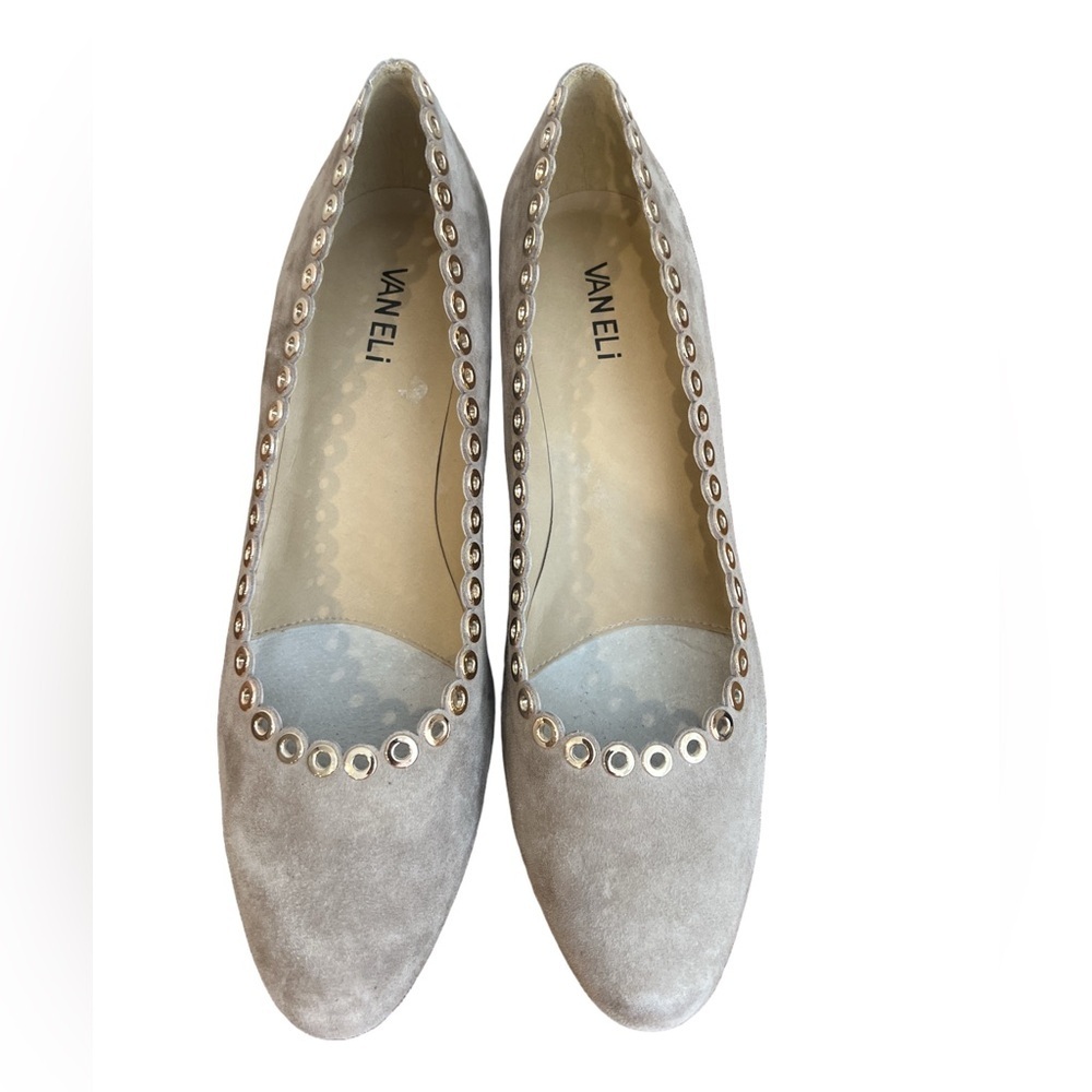VAN ELI Deana Beige Suede Wedge pumps - Picture 3 of 6